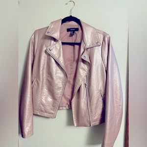 Metallic pink leather jacket